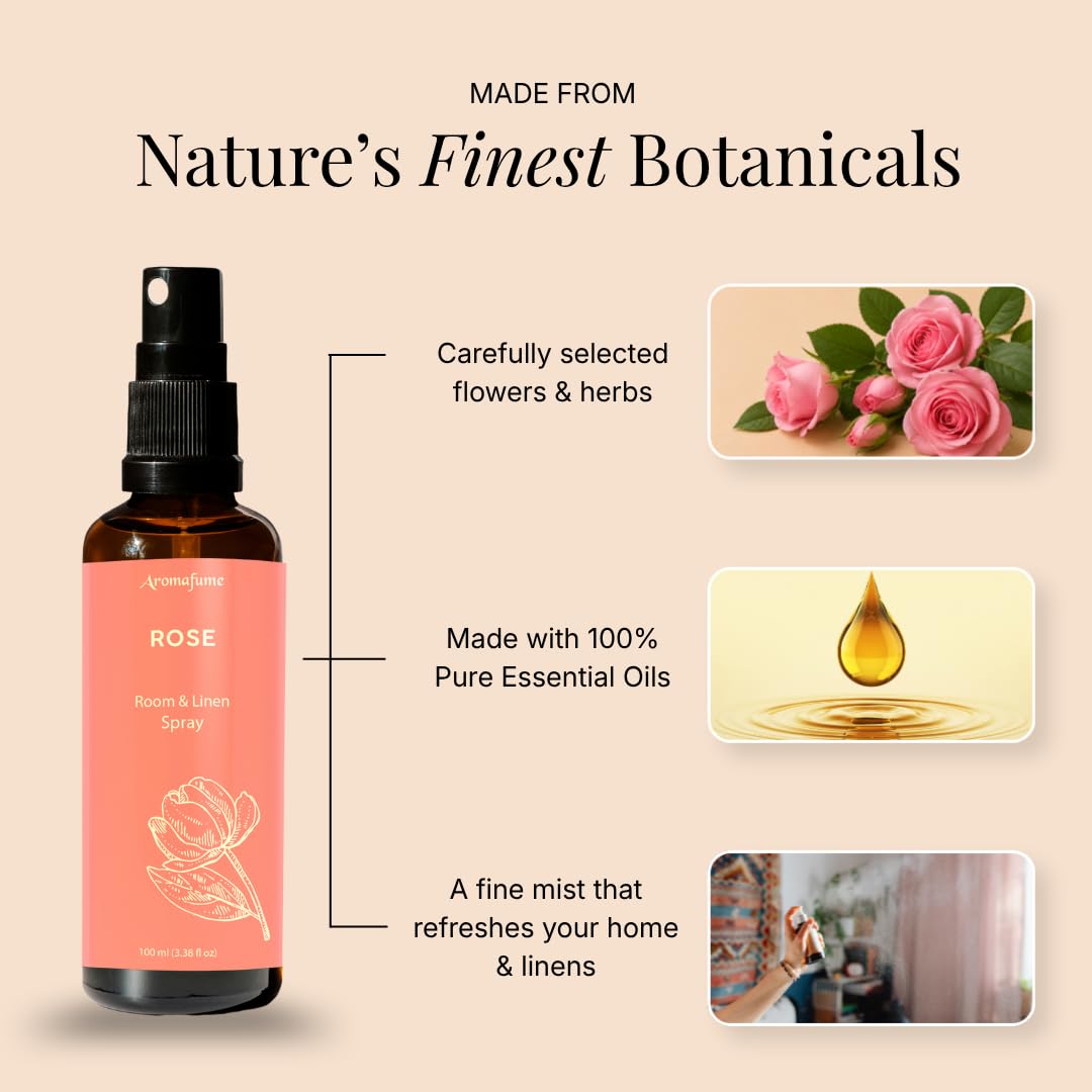 Rose Air Freshener Spray for Room, Linen & Pillow 100ml by Aromafume view 4