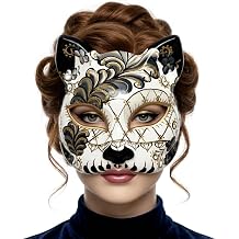 Black Masquerade Mask For Women, Cat Design, Venetian Style, Costume Party Mardi Gras Halloween Adult Party Masks
