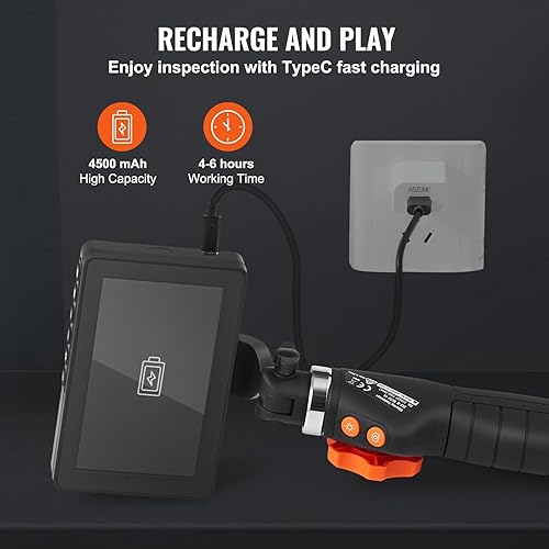 Miniatura 6 de VEVOR Cámara de Boroscopio Articulable con Luz, Cámara de Inspección de Endoscopio Articulable de Dos Vías con Lente Pequeña de 6.4mm, Pantalla IPS