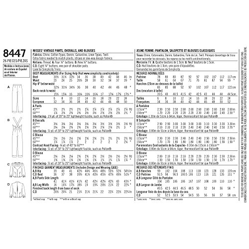 Simplicity Pattern 8447 H5 Misses' 1940S Vintage Pants, Overalls And Blouses, Size 6-8-10-12-14 #TOP5