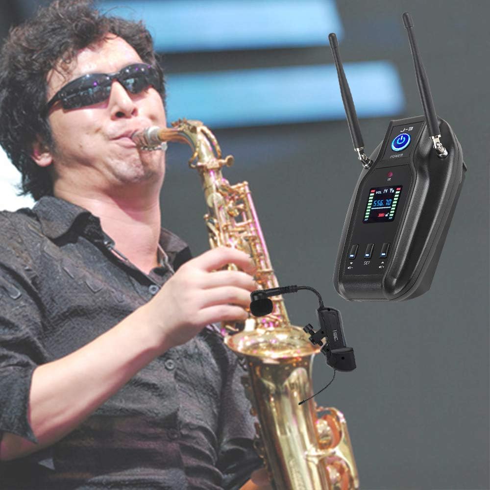 Best Cyber Deals 🔥 XTUGA J-3 Professional True Diversity UHF Instrument Microphone Wireless Transmission System for Saxophone Transmitter Receiver 492ft Transmission Range,Plug and Play