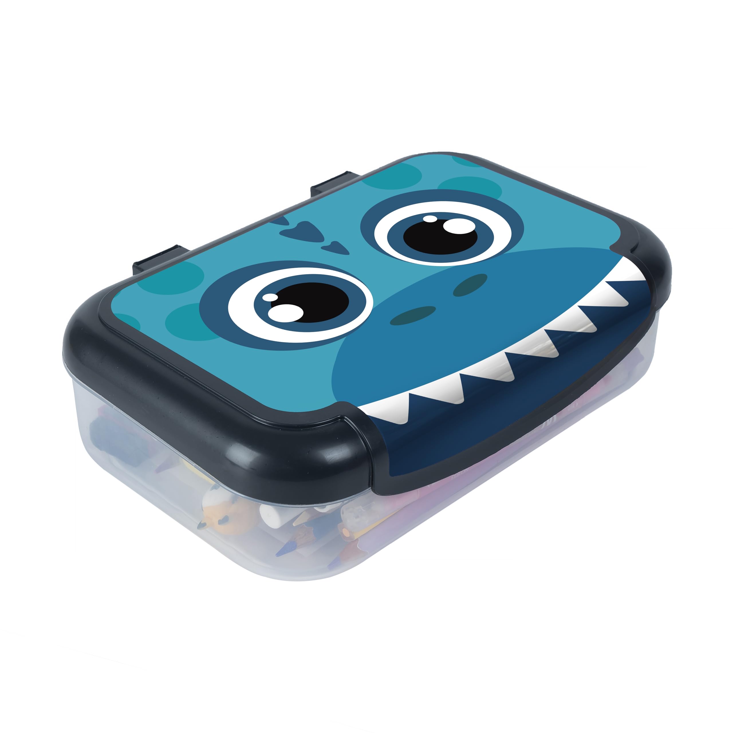 ZIPIT Recycled Plastic Pencil Box for Boys, Large Capacity Pencil Case for School, Durable Stationery Organizer Box, Dino