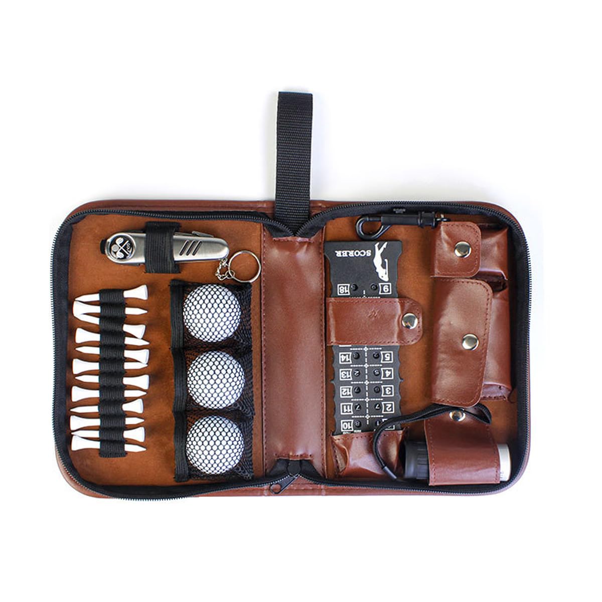Regalos de golf para hombres y mujeres, juego de accesorios de golf con estuche de alta gama, telémetro, cepillo y tees, multifuncional.