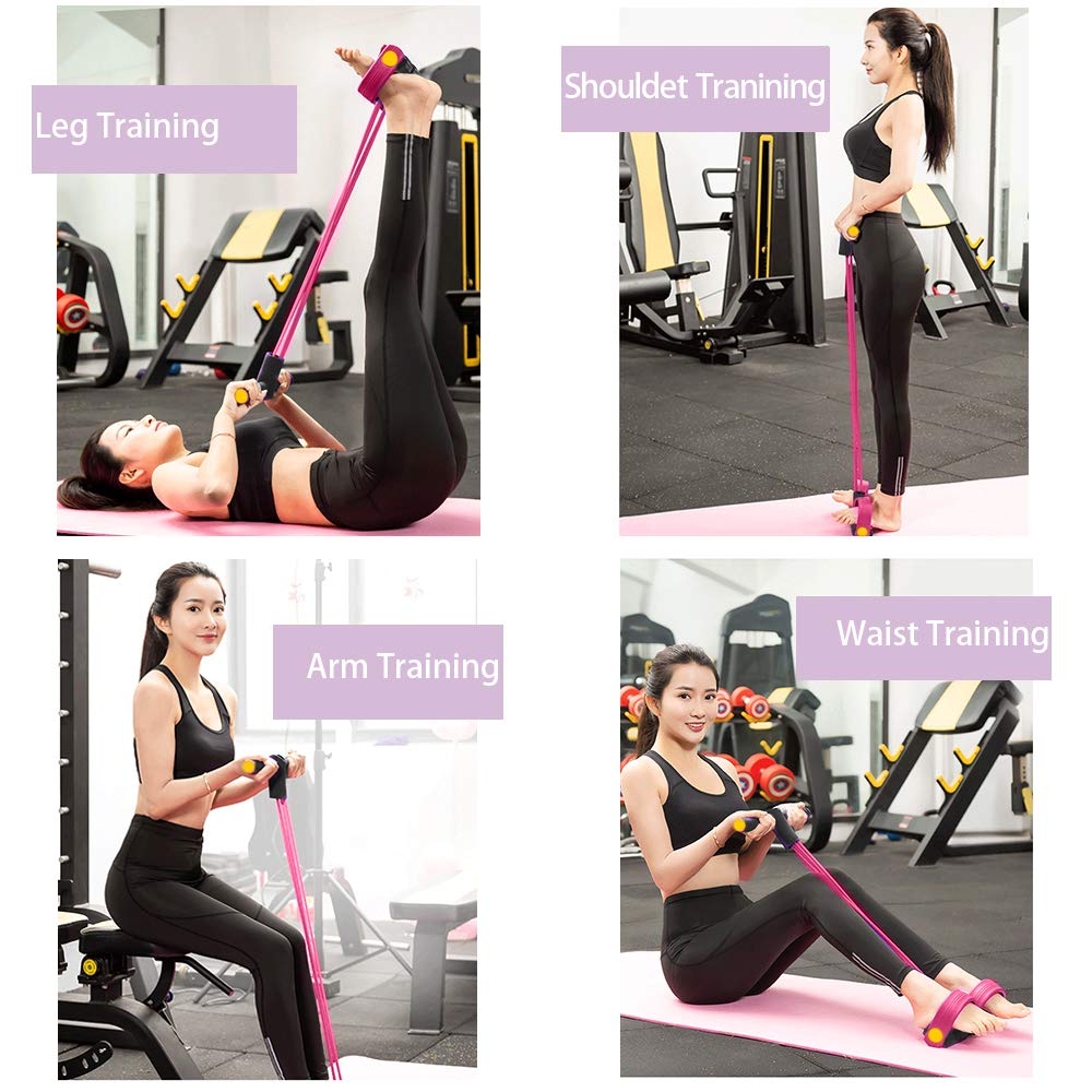 Bande De Résistance à 6 Tubes – Corde De Tension Multifonction Avec Poignées Et Pédales En Mousse – Fitness Complet Abdo, Bras, Jambes
