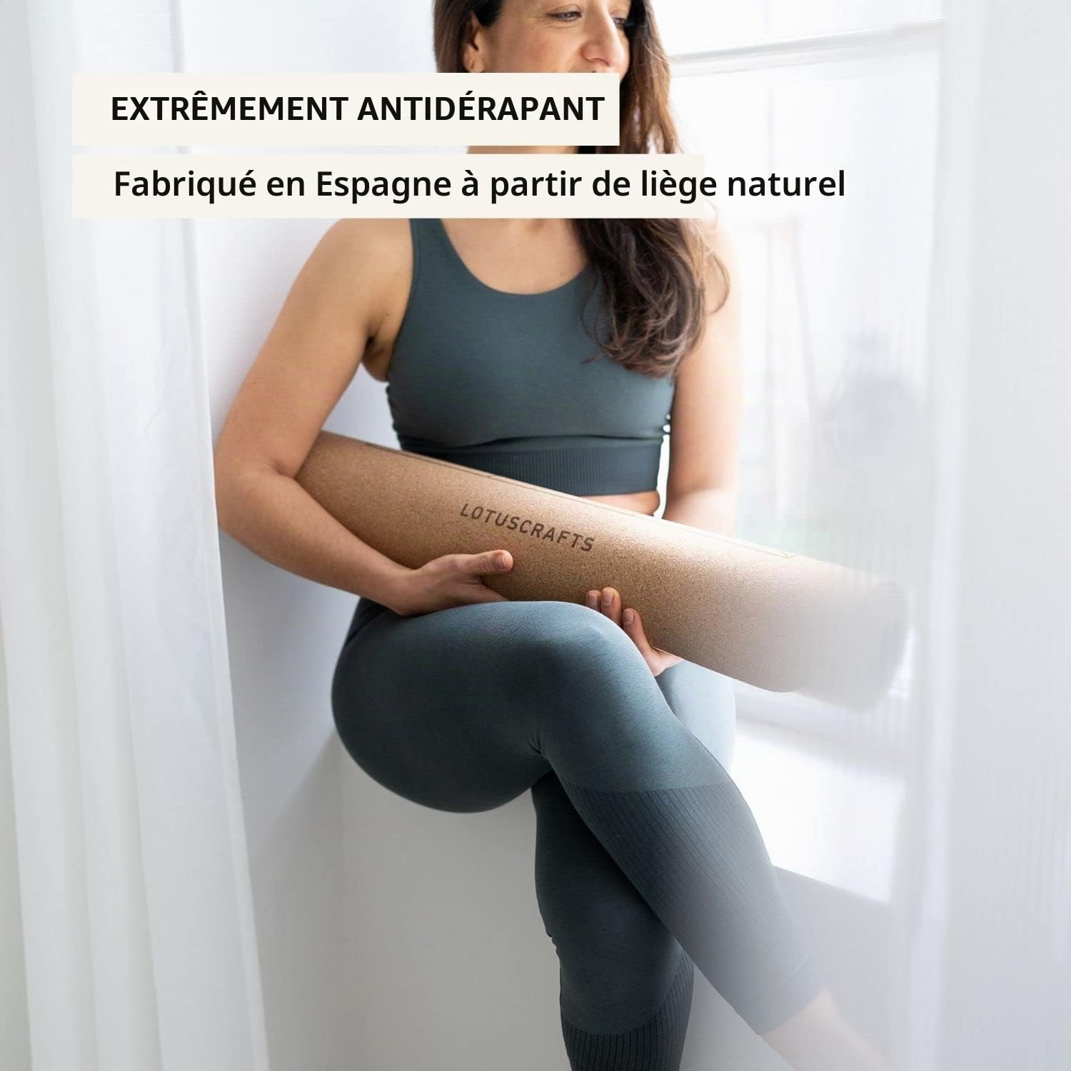 LOTUSCRAFTS Tapis de yoga en liège et caoutchouc naturel, modèle Arise Cork, naturel et antidérapant, yoga mat idéal pour Hot Yoga, Yin Yoga, Hatha