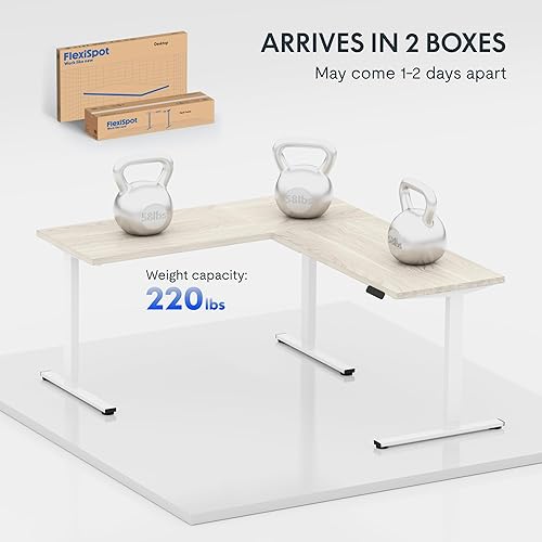Miniatura 57 de FLEXISPOT Escritorio de esquina profesional con motor dual en forma de L, escritorio eléctrico de pie, escritorio de pie con altura ajustable, mesa