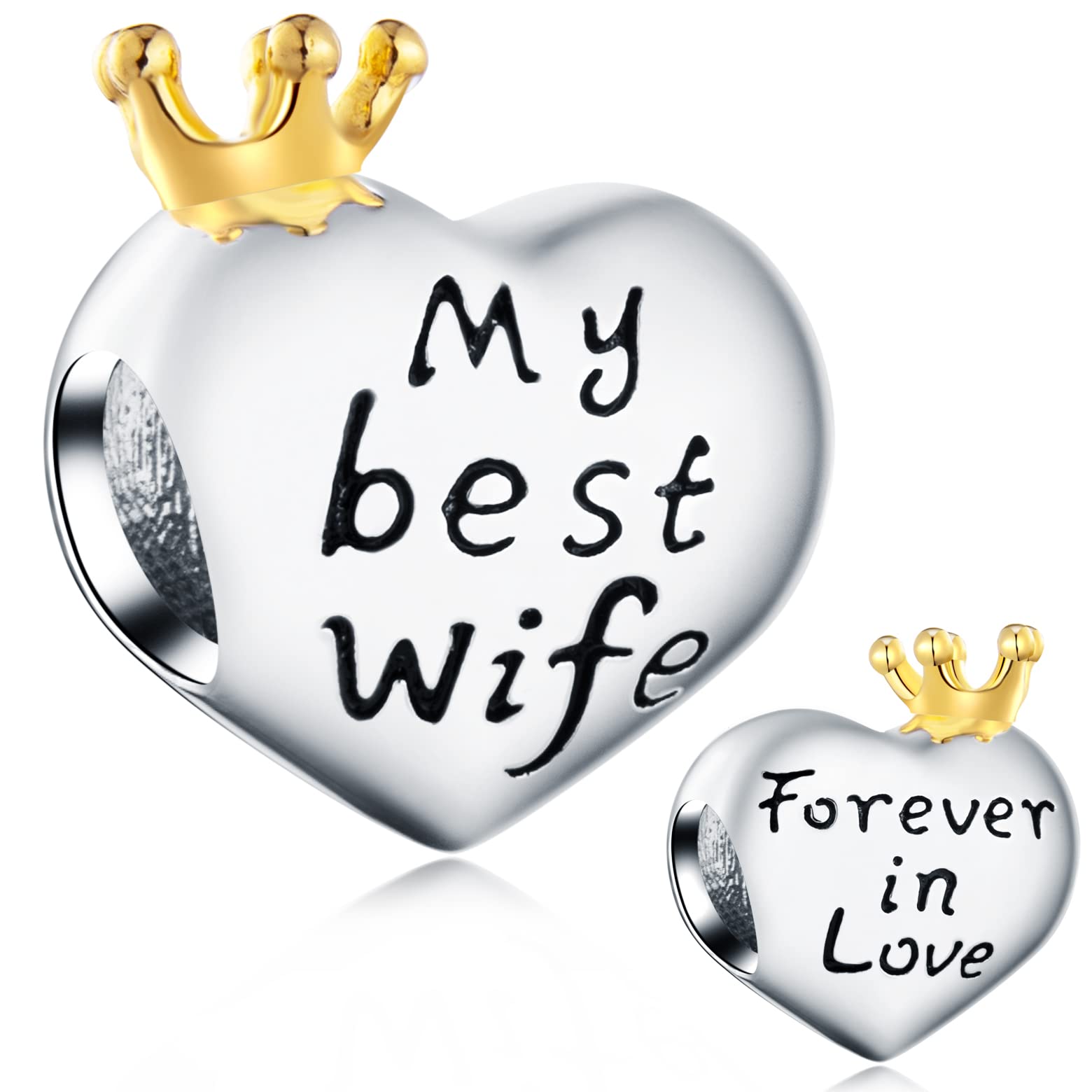 Forever In Love My Best Wife Heart Charms With Gold Desertcart