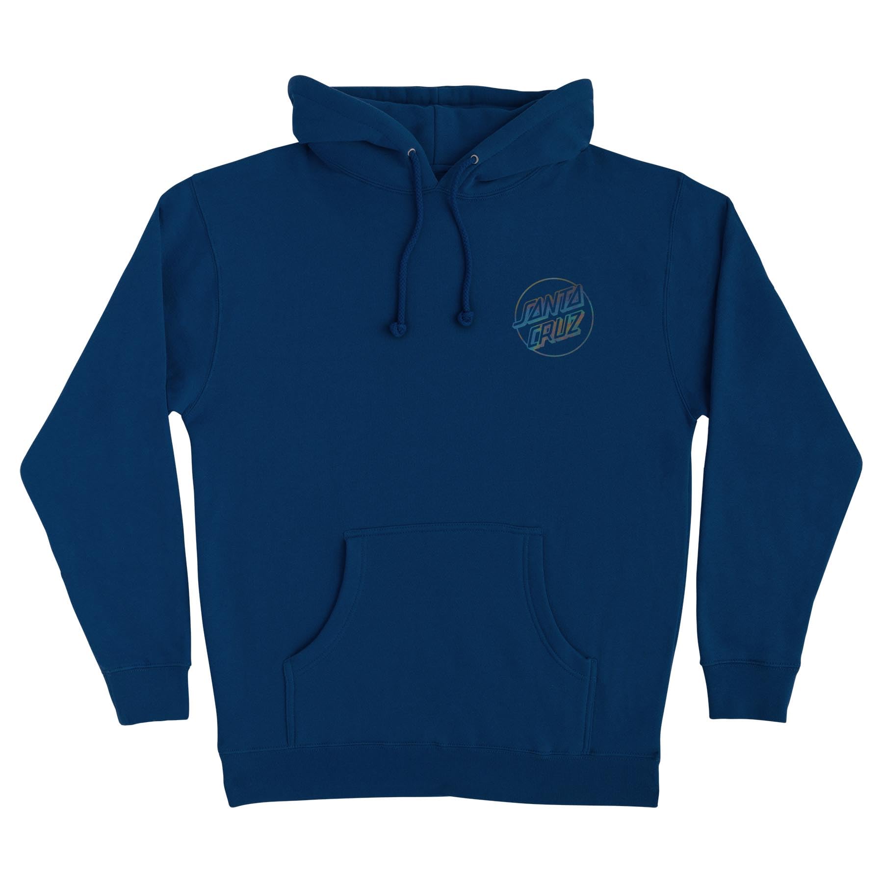 SANTA CRUZ Skateboards Hoody Opus Dot Pullover Navy/Oil Slick Foil, Navy W/Oil Slick Foil, XL