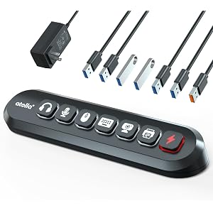 Powered USB Hub, atolla 7-Port USB 3.0 hub (6 Superspeed Transfer Ports+ 1 Fast Charging Port) with Swappable Illuminated Icon Switch and 12V/3A Power Adapter for Windows, MacOS, ChromeOS, Linux