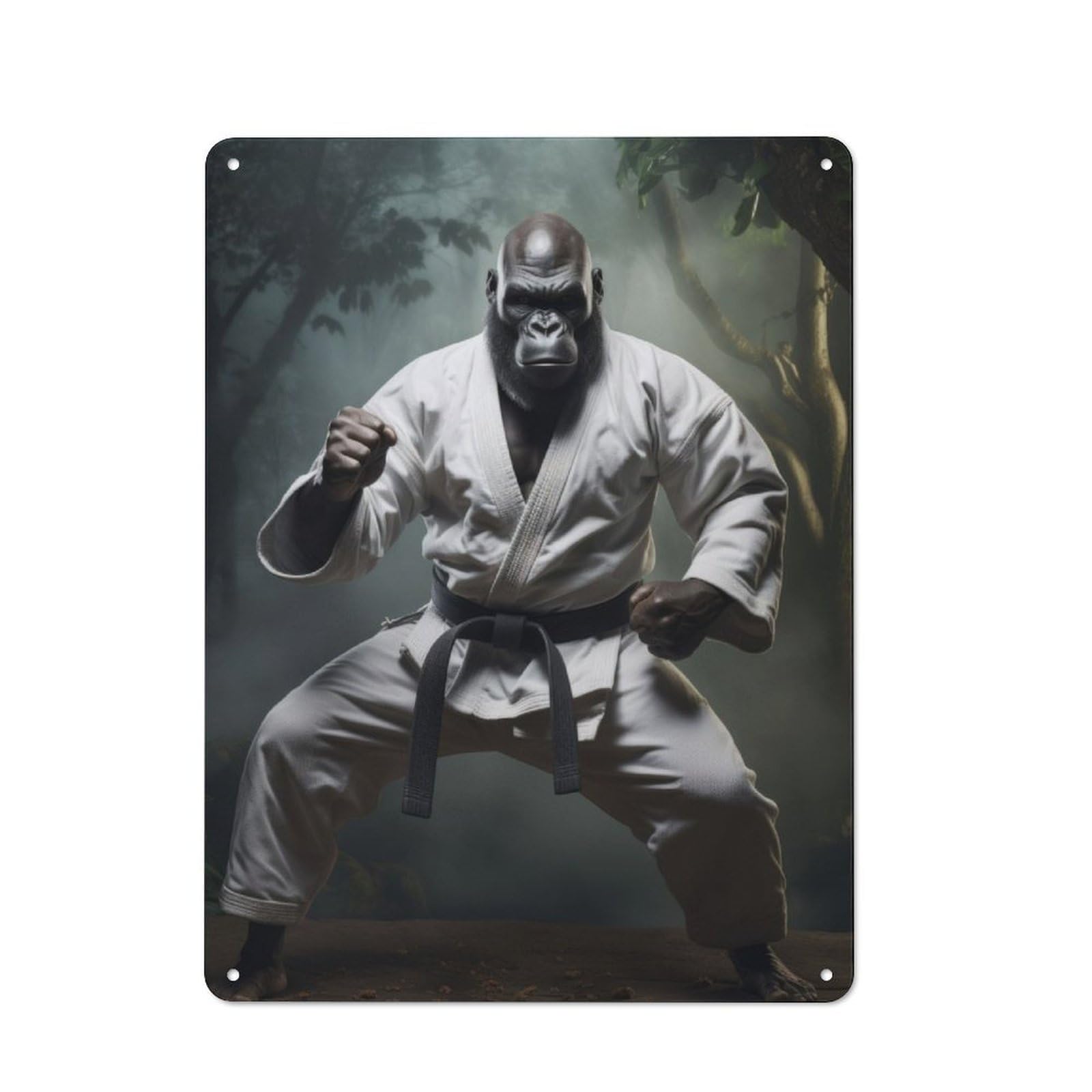 Junmoney Karate Gorilla Vintage Tin Sign 40X30cm With For Home Office Or Studio, For Home Office Decor Fans Refreshing A Room In Autumn