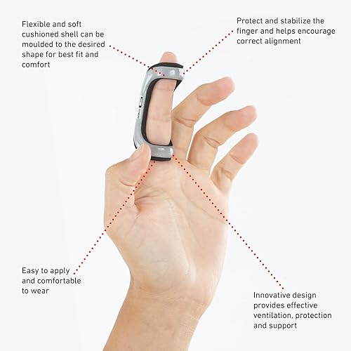 Miniatura 2 de Neo-G Férula para dedos de fácil ajuste, soporte para gatillo de dedo mazo de dedos, béisbol, esguinces de dedos rotos, baloncesto, diseño
