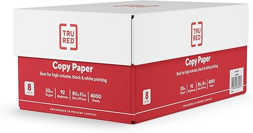 Vista 26 de Staples TRU RED Papel de copia, 8.5" x 11", brillo 92, papel de impresora de acabado liso, 20 libras, 500 hojas/resma, 3 resmas/cartón, blanco