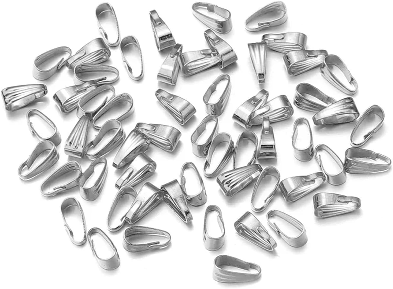 bails for Jewelry Making 200pcs Pendant Clips Pinch Bail Clasp Connectors Hooks for Jewelry Making Finding Accessories Supplies(Silver,2x6mm)