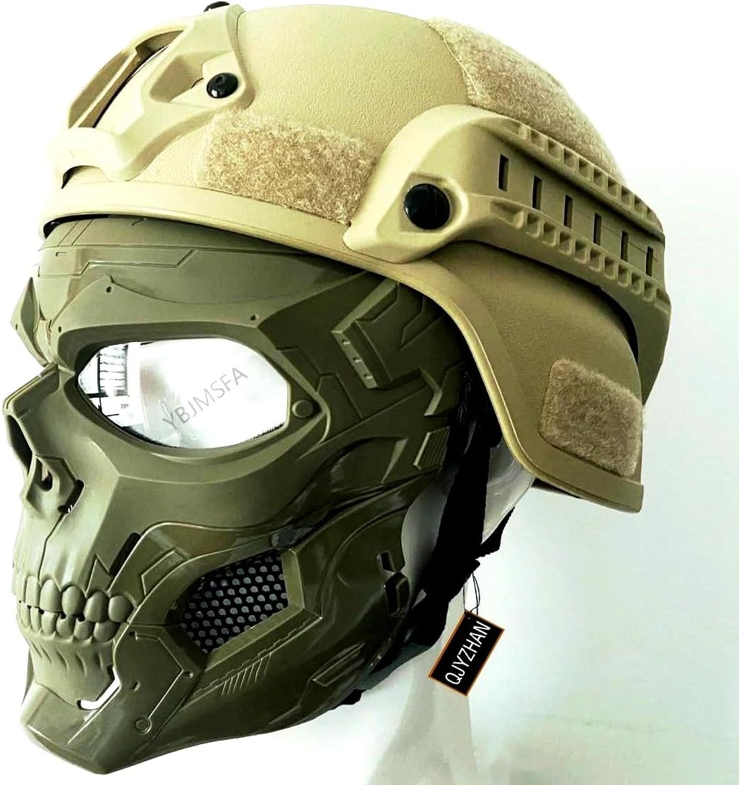 PJ Type Fast Tactical Helmet and Halloween Airsoft Skull Mask for Airsoft Paintball CS Cosplay