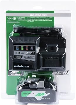 Metabo HPT MultiVolt Battery and Charger Starter Kit | 36V/18V | 4.0Ah/8.0Ah | Lithium Ion | Slide Style | Charger includes Built-in USB Port | UC18YSL3B1