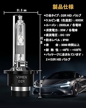 Amazon | VIMEN ヘッドライト D2R HID バルブ 6000K 35W 純正