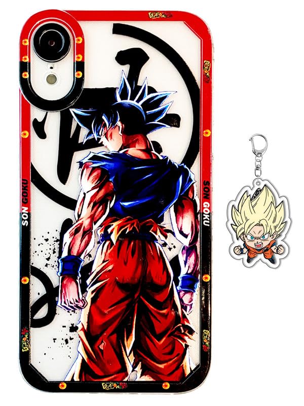Clear Cool Phone Case Comes with a Cute Keychain for iPhone XR,Japanese Anime Theme Design Thin Cases for Men Boys Girls Teens(XR-WKYS)