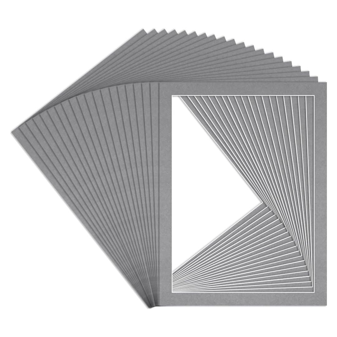 Procut Global 16x12" Mid Grey Picture Mounts to Fit 14x10" Aperture - Precision Cut Cardboard Photo Mount - Ideal for Frames, Prints, Artwork & Certificates - Sizes & Colours Available - 20 Pack โ image 1
