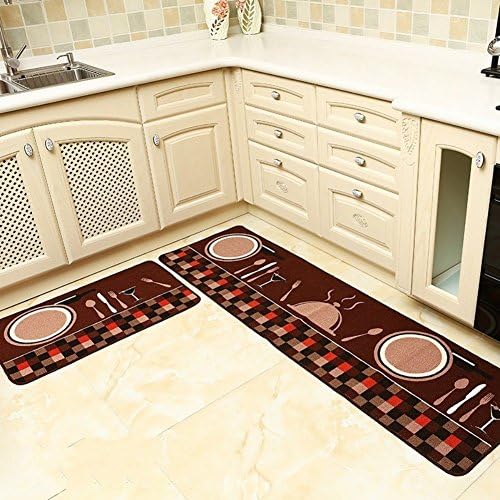 Seamersey Home and Kitchen Rugs 2 Pieces 4 Size Decorative Non-Slip Rubber Backing Doormat Runner Area Mats Sets