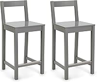 Vista 11 de Yaxa Basics Taburete de bar de madera con respaldo 24", gris, 1 unidad