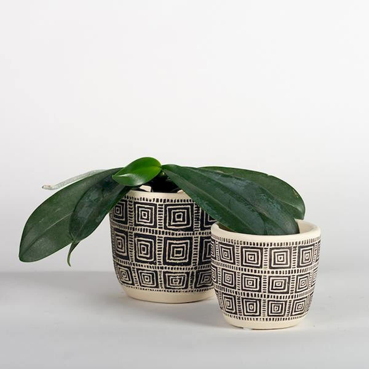 212 Main Brown & Black Patterned Planters - Set of 2