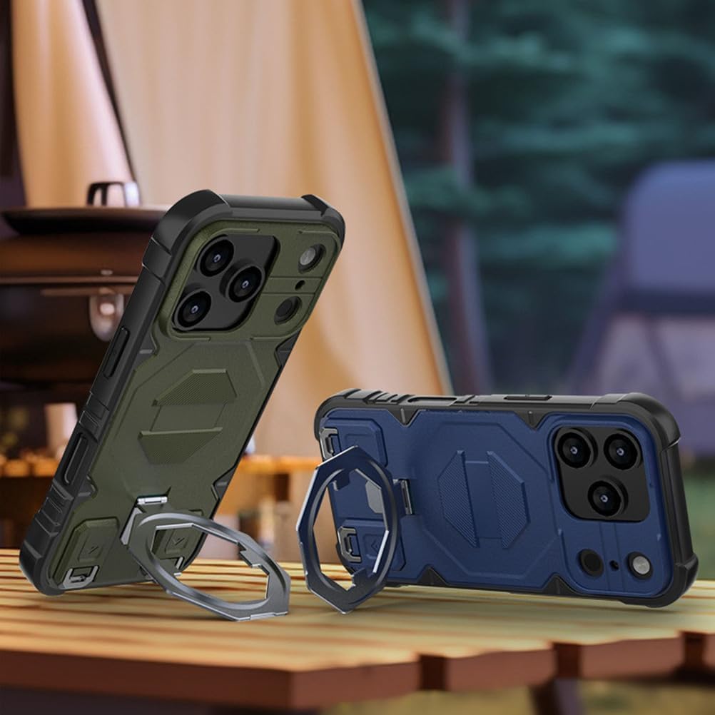 Magnetic Case for iPhone 17/17 Pro/17 Air/17 Pro Max, Heavy Duty Military Case with Ring Holder Anti-Fall Protection Outdoor Cover,17pro,Black