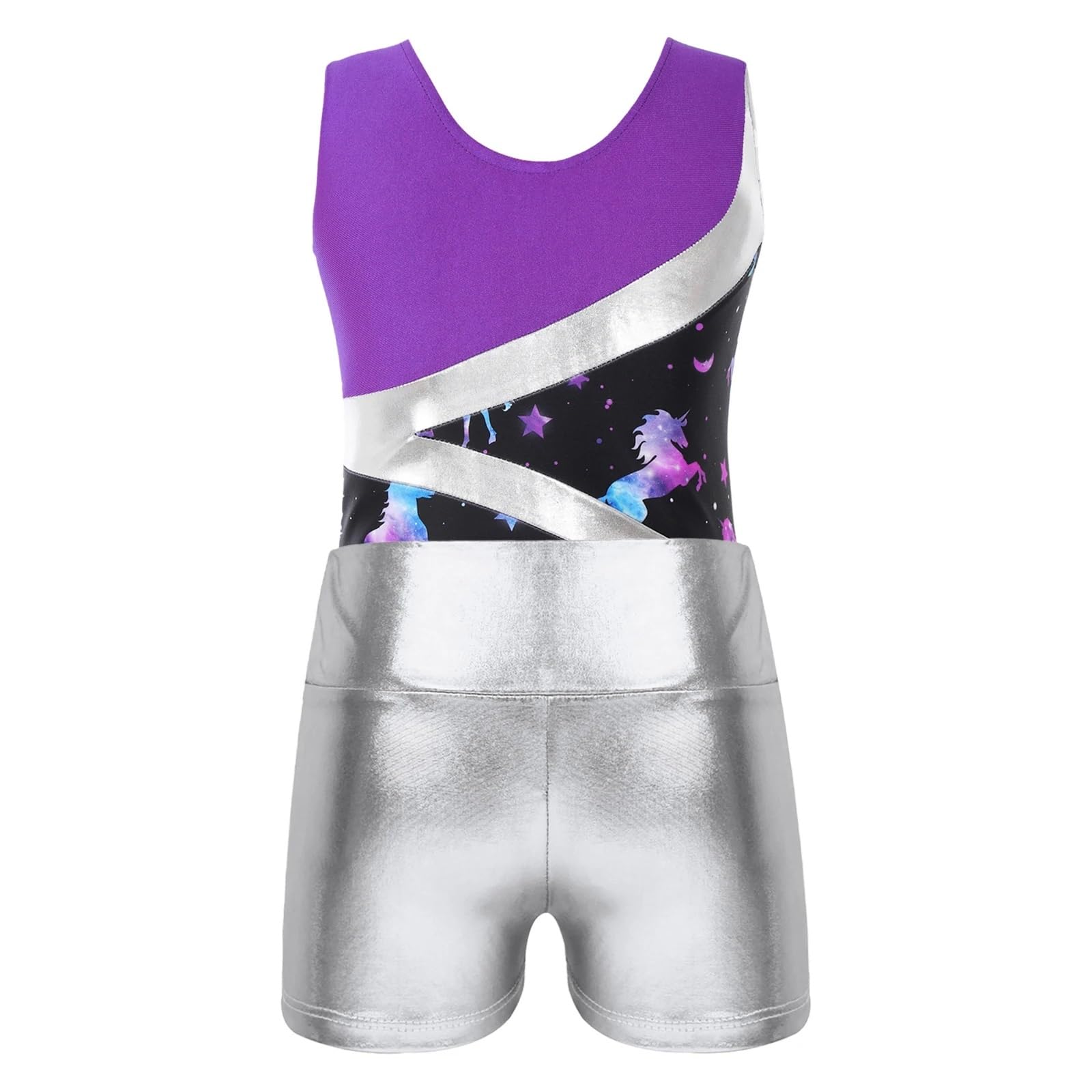 Turnanzug Mädchen Kurzarm Mädchen Ballettanzug ... Gymnastikanzug(Pink,6)