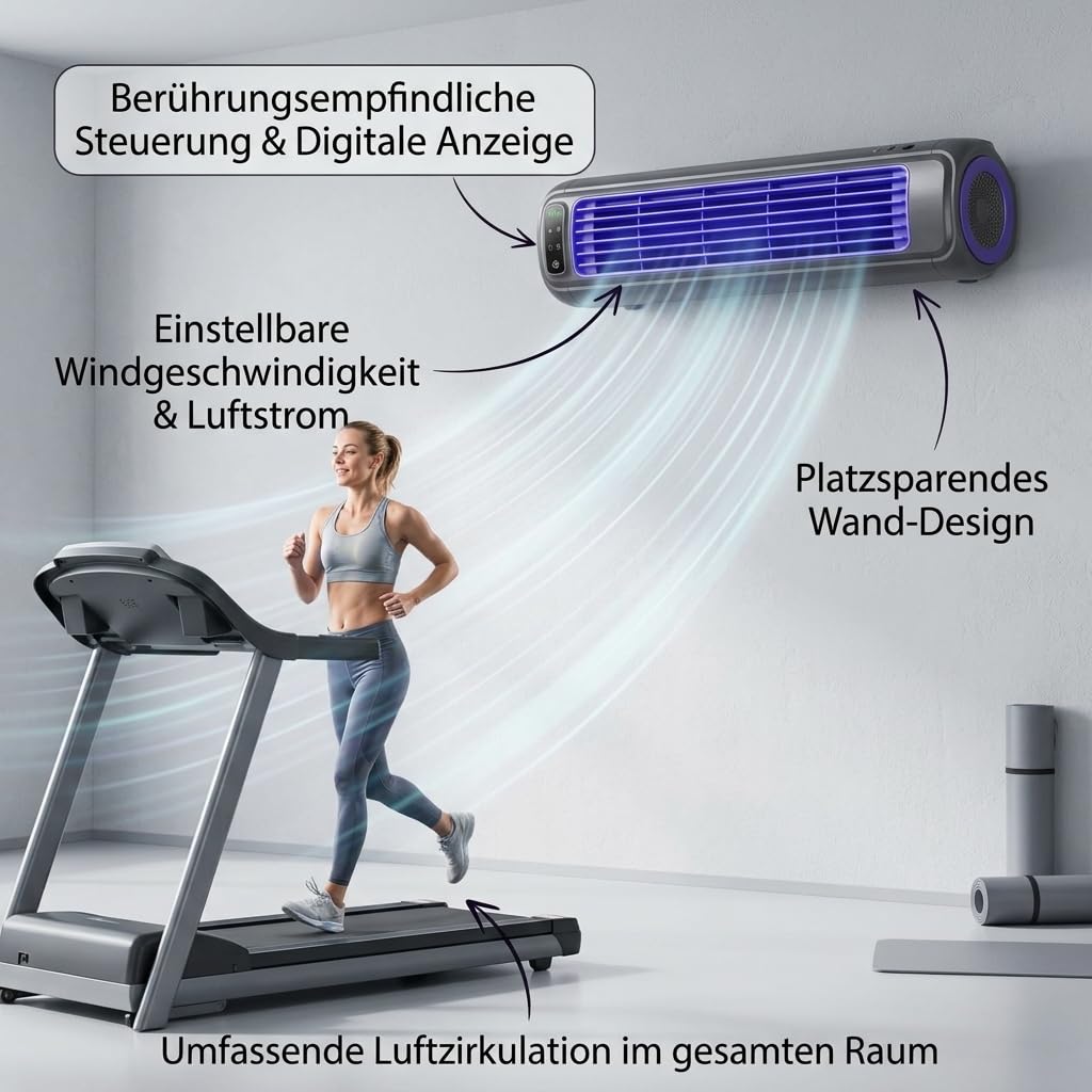 Hoffmarkt Cooling Ace Kompakter leiser Wandventilator ohne Bohren, ideal für Küche, Bad & Schlafsaal