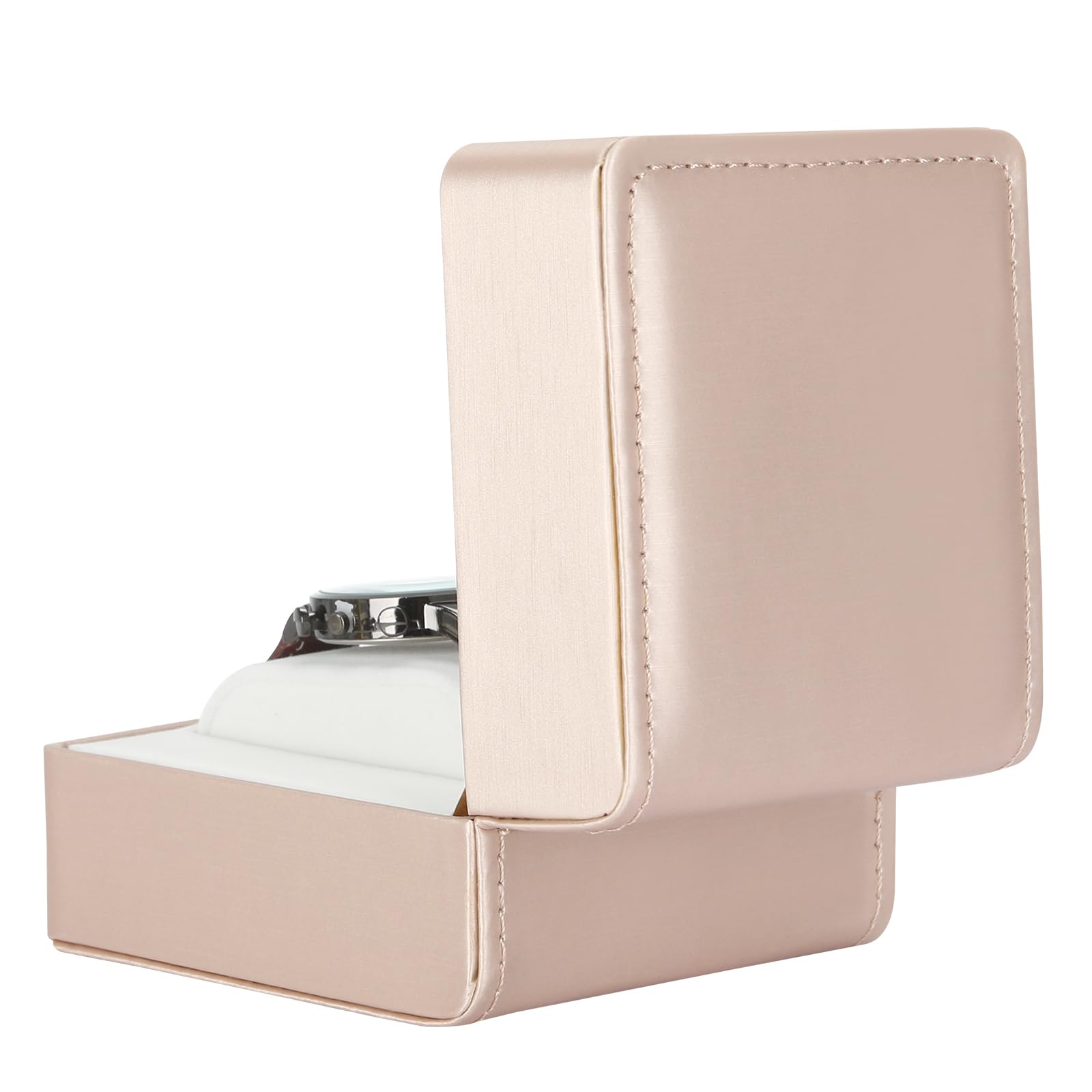 PU Leather Watch Box, Compact Watch Gift Case with Pillow for Women Men, Travel Watch Holder Storage Boxes for Birthdays Anniversary Father's Day Graduations (Gold)