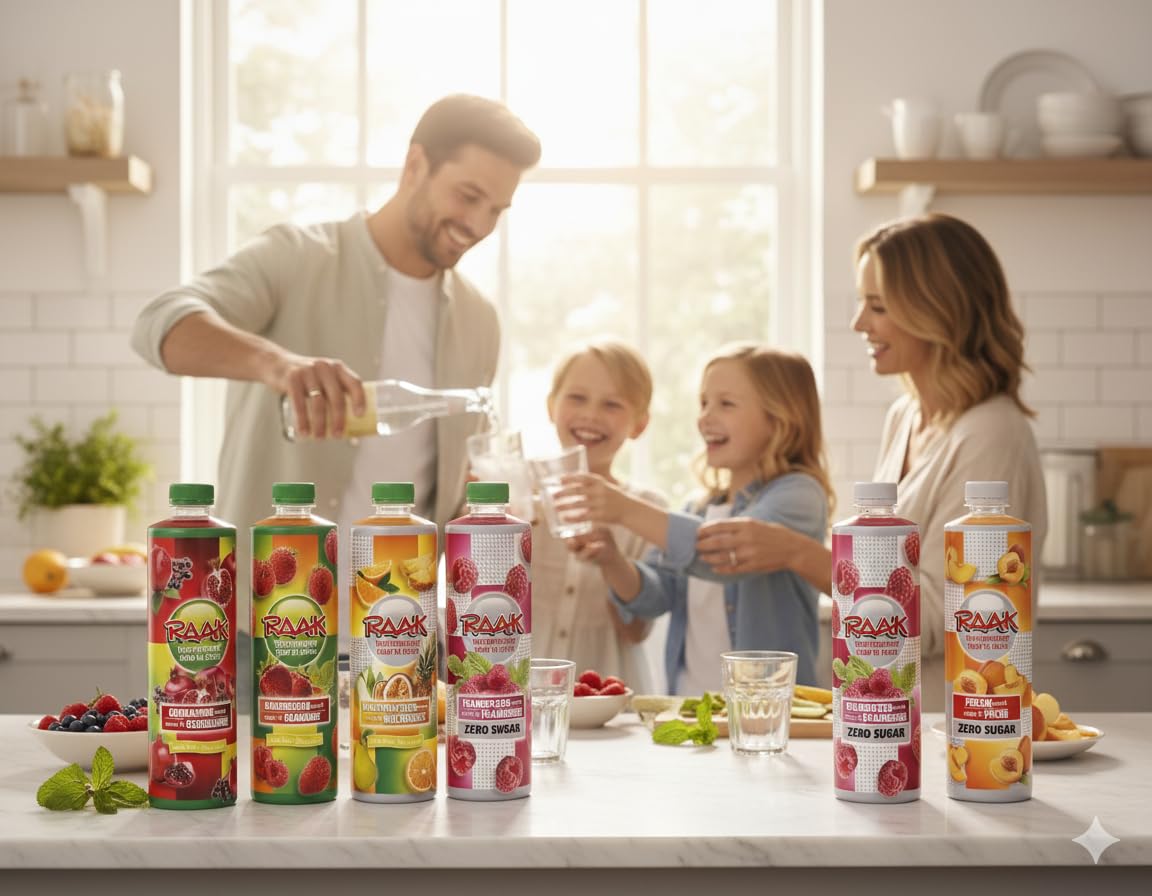 RAAK Sirop Fraise Premium | 6x750ml = 180 Verres | 15% Vrais Jus de Fruits | Parfait Familles & Professionnels | Qualité Européenne