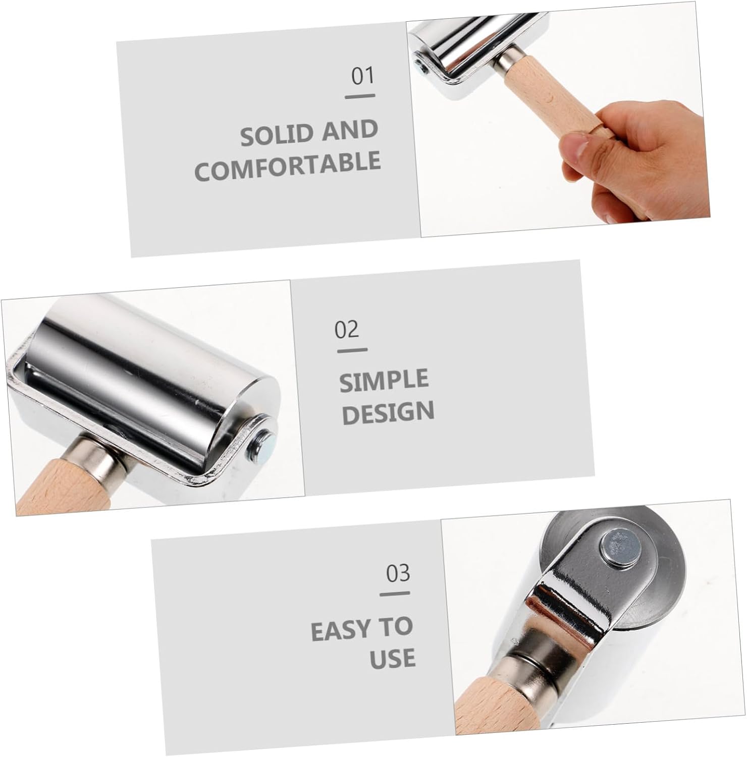 Leather Seam Roller Tool for Bags and Goods, Wood Steel