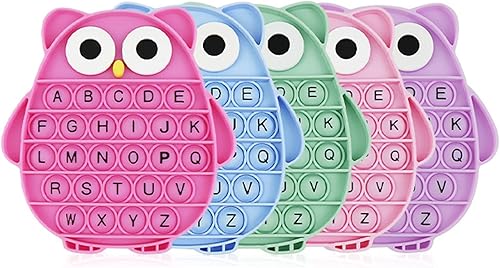 Miniatura 7 de Push Pop Bubble Fidget juguete sensorial de silicona para aliviar el estrés, ABC alfabeto búho, herramientas educativas de aprendizaje para niños