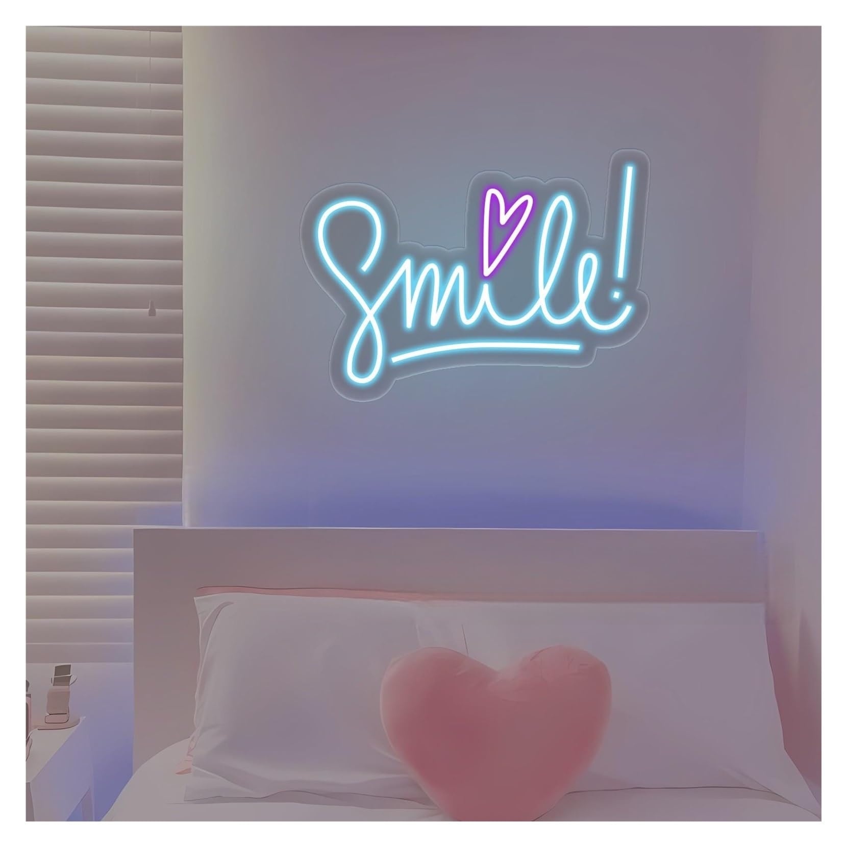 RONGCH Hanging Art Signs Smile Neon Sign, Suitable for Dorm, Kids Room Wall Decor with Dimmable 29cmx40cm(B)