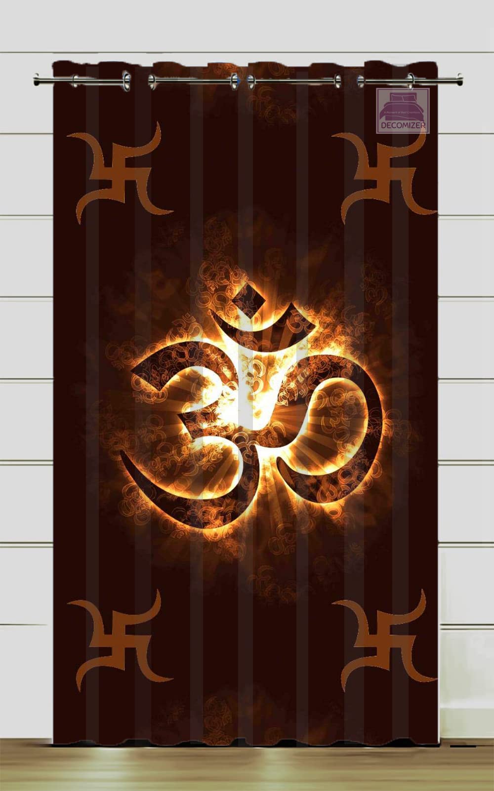 7Ft Door Curtain Pack of 1 Pc | 3D God Swastik OM Digital Printed Home Furnishing Polyresin Curtain for Indian Festival- Diwali, Mandir,Temple and Pooja Ghar | 4 x 7 Feet, Set of 1-image-26