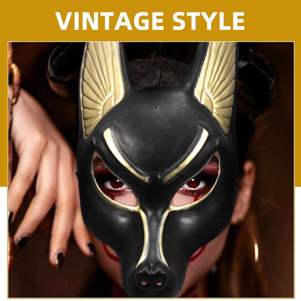 Didiseaon Anubis Mask Egypt Party Cosplay: 2pcs Halloween Masks Adult Black Face Mask for Masquerade Themed Party Props Fancy Dress Costume Accessories - Image 4
