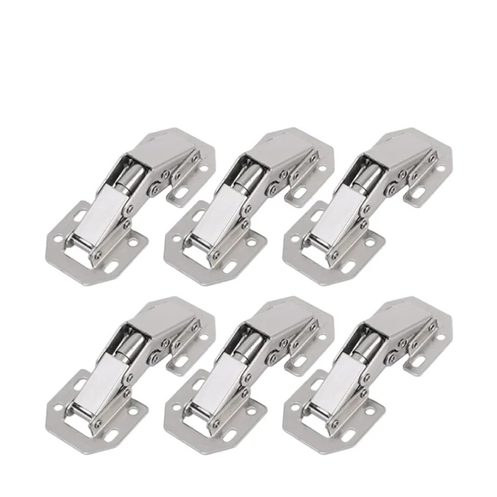 Iklaaqetbxps 6Pcs 90 Degree No-Drill Hydraulic Buffer Hinges, Silver Hardware Accessories For Cupboard And Cabinet Doors(6Pcs)