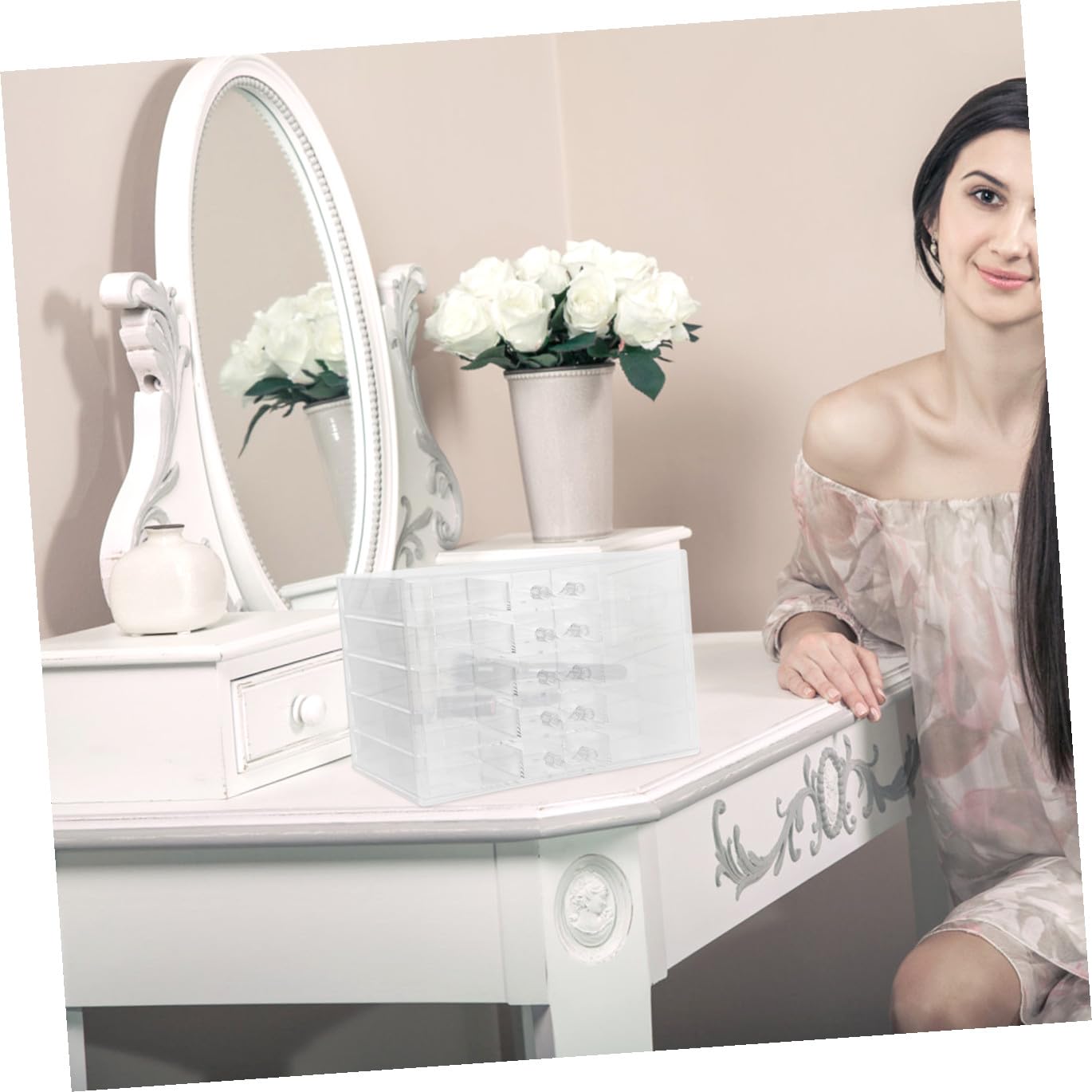 2pezzi Scatola Organizer Per Gioielli Acrilico Trasparente Strati Con Cassetti Portaoggetti Per Collane Bracciali e Capacità e Design Per Casa e Ufficio