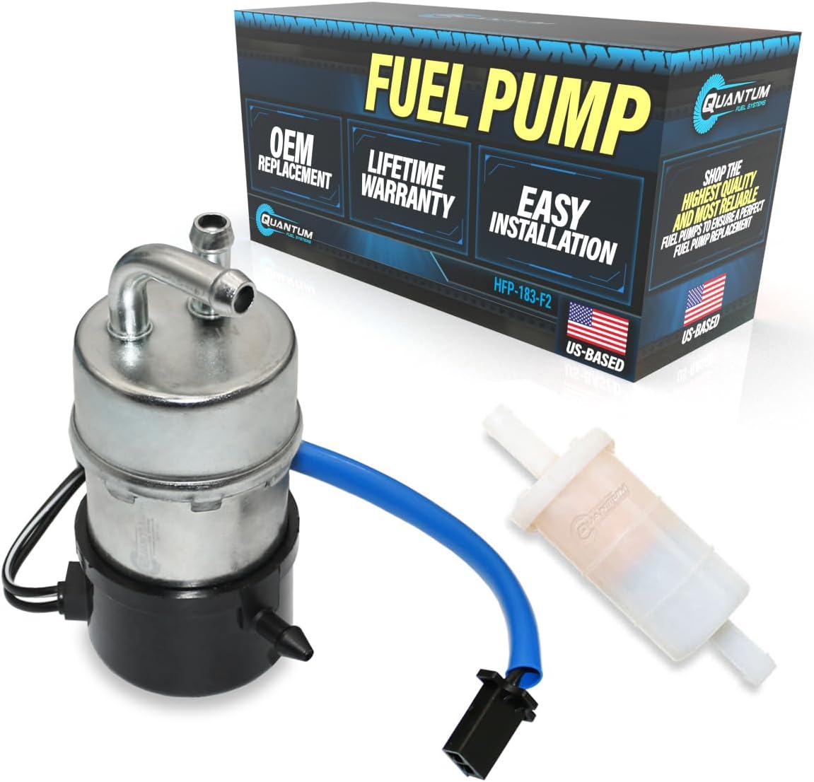 QFS Fuel Pump w/Filter for 1986-2007 Yamaha YZF-R1, FZ1 Fazer, Road Star, XV1600 WildStar, Thunderace & More, Restores OE Performance