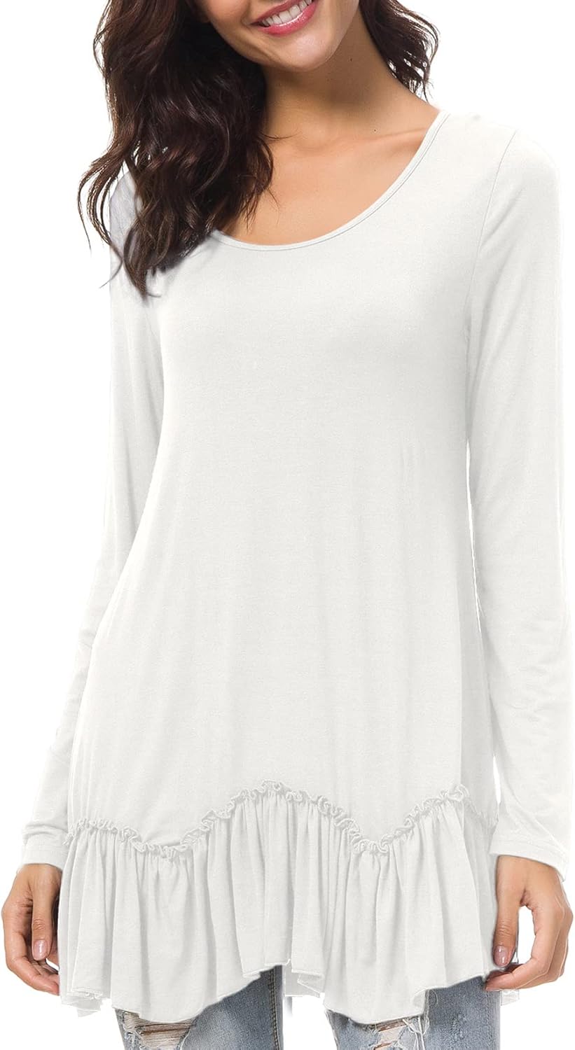 Urban CoCo Women's Casual T-shirt Solid Long Sleeve Tunic Tops - Image 2
