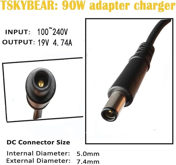 TSKYBEAR 90W AC Adapter Laptop Charger Compatible with Hp Elitebook 8460p 8470p 8440p 8560p 8760p 8460w 8470w 8570w Probook 4430s 4440s 4520s 4530s 4540s Compaq 6730b 6530b 6560b Notebook Power Cord