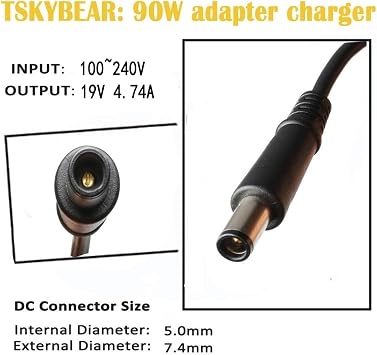 TSKYBEAR 90W AC Adapter Laptop Charger Compatible with Hp Elitebook 8460p 8470p 8440p 8560p 8760p 8460w 8470w 8570w Probook 4430s 4440s 4520s 4530s 4540s Compaq 6730b 6530b 6560b Notebook Power Cord