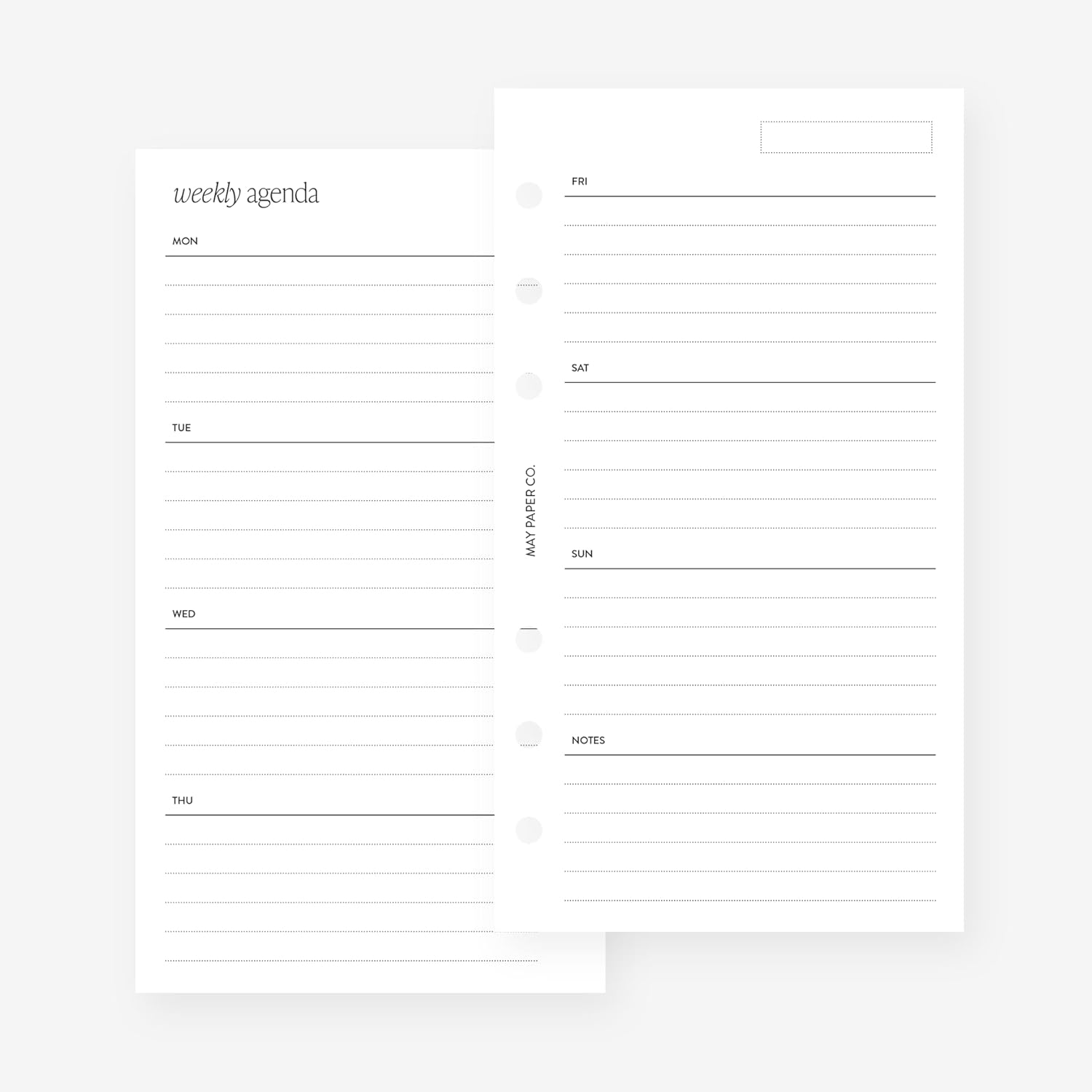 Personal Undated Weekly Horizontal Lined Week on Two Pages Planner Insert for Filofax Personal, LV MM agenda refill 6 hole 3.75 x 6.75
