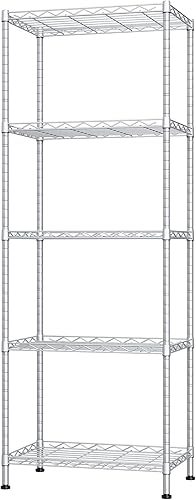 Miniatura 7 de HOMEFORT Unidad de Estantería de 5 Repisas, Estantería de Alambre Ajustable, Organizador de Estante de Alambre de Metal para Cocina, Despensa,