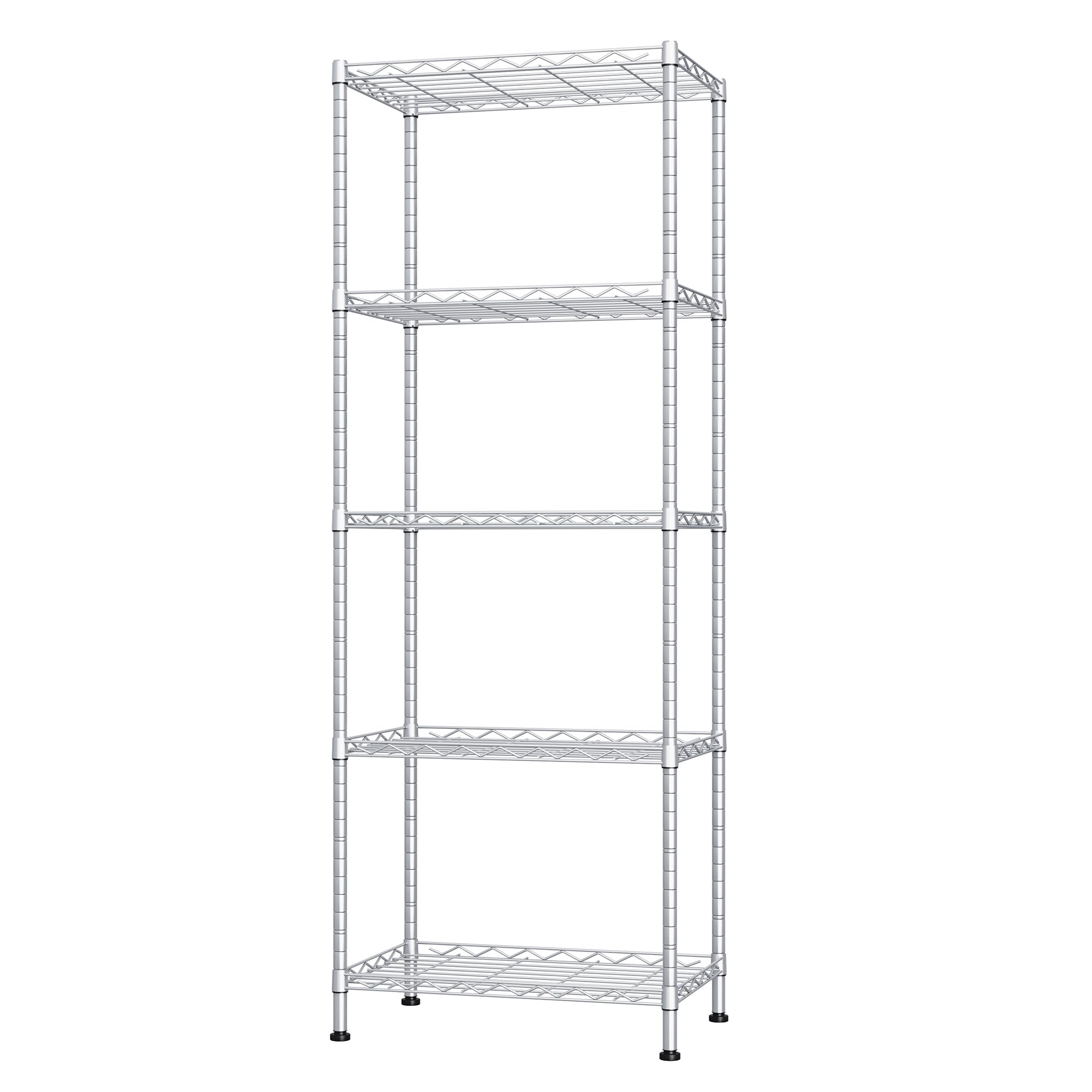 HOMEFORT 5-Shelving Unit, Adjustable Wire Shelving, Metal Wire Shelf Rack Organizer for Kitchen, Pantry, Closet, Bathroom, Laundry,Sliver,21" W x 11"