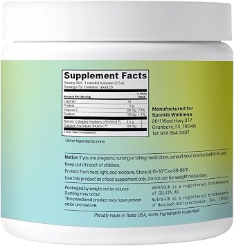 Sparkle Wellness VERISOL Bioactive Hydrolyzed Collagen Peptides | Collagen Powder Supplement with Vitamin C for Skin, Hair & Nail Health | Skin Boost (No Flavor) [50-Serves] (Pack of 2)