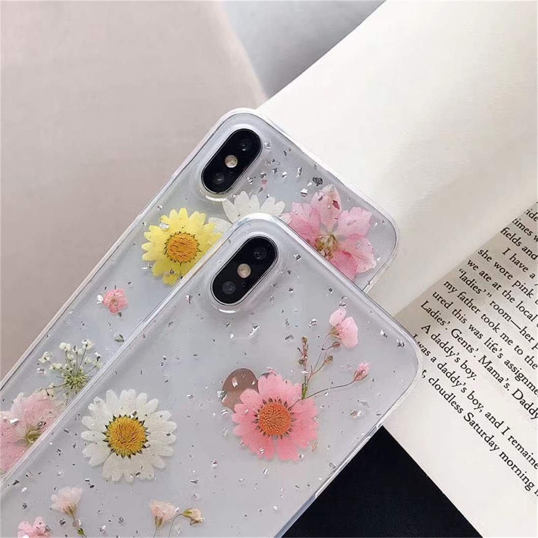 Custodia IPhone 8 Plus / 7 Plus Con Fiori Secchi Naturali – Gel Trasparente TPU, Protezione Fotocamera, Ricarica Wireless - 3