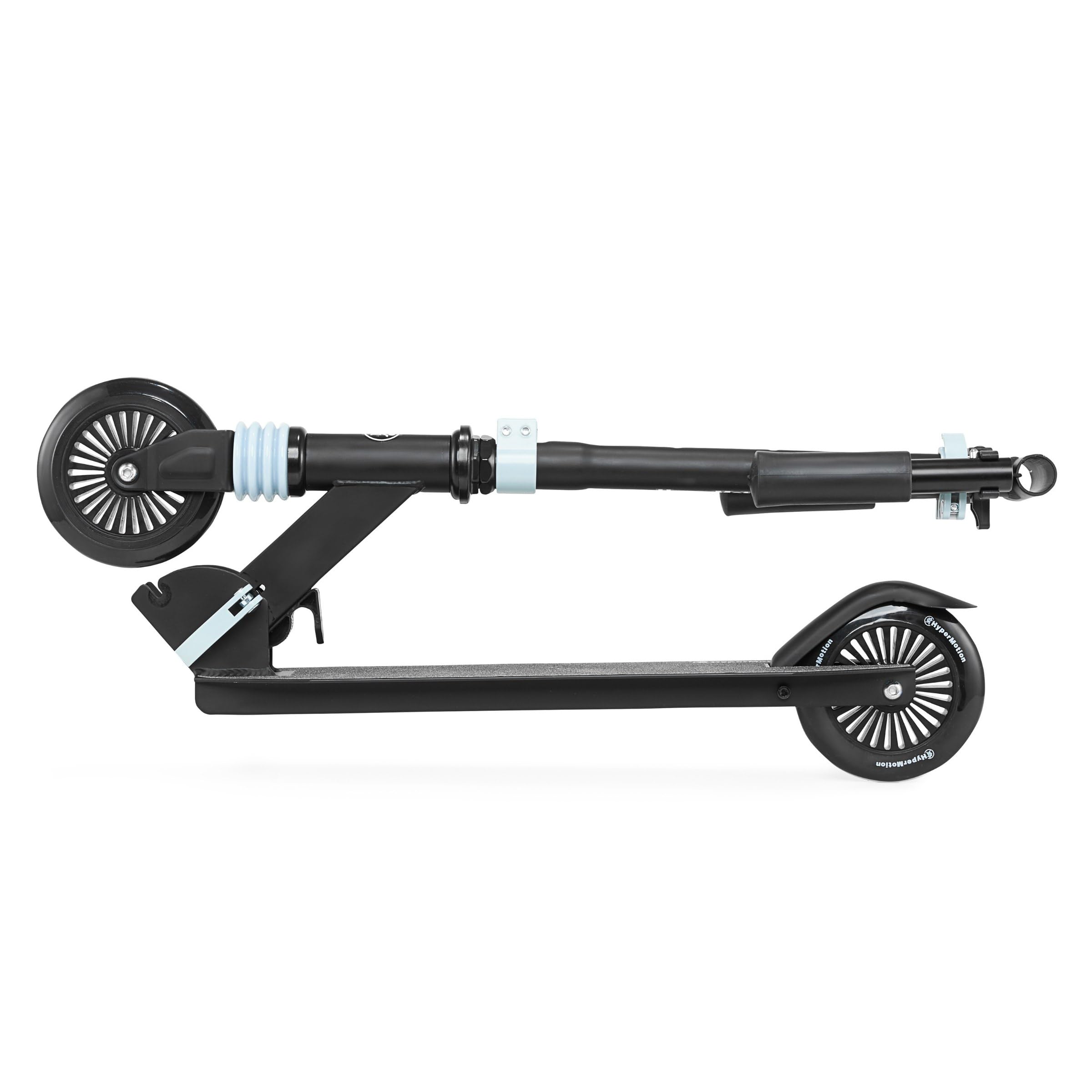 HyperMotion Monopattino Bambini Pieghevole, Modello Wally a Spinta con Ammortizzatore Anteriore, Manubrio Regolabile e Ruote 125 mm, Monopattino 2 Ruote per Bambini 4+ Anni, Nero e Blu