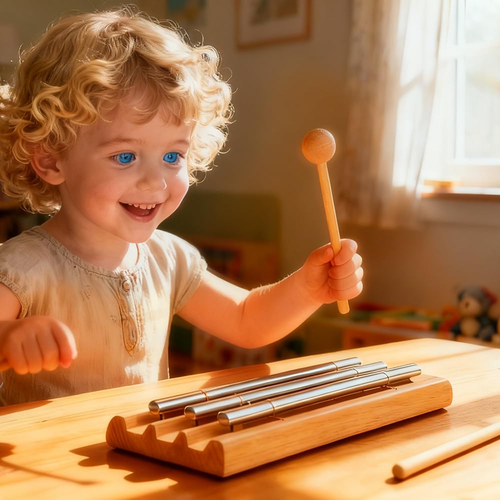 Energy Chime, 3 Ton Klangstab, Chime Klangstab mit HolzschläGel, Holz Hand Glockenspiel für Yoga Meditation FrüHerziehung Musical Lehrer Klassenzimmer Management Tool
