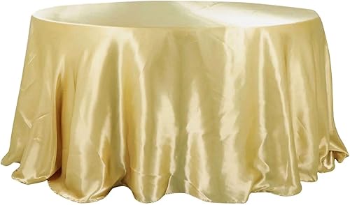 Miniatura 3 de Tableclothsfactory Mantel redondo de satén sin costuras color champán de 132"