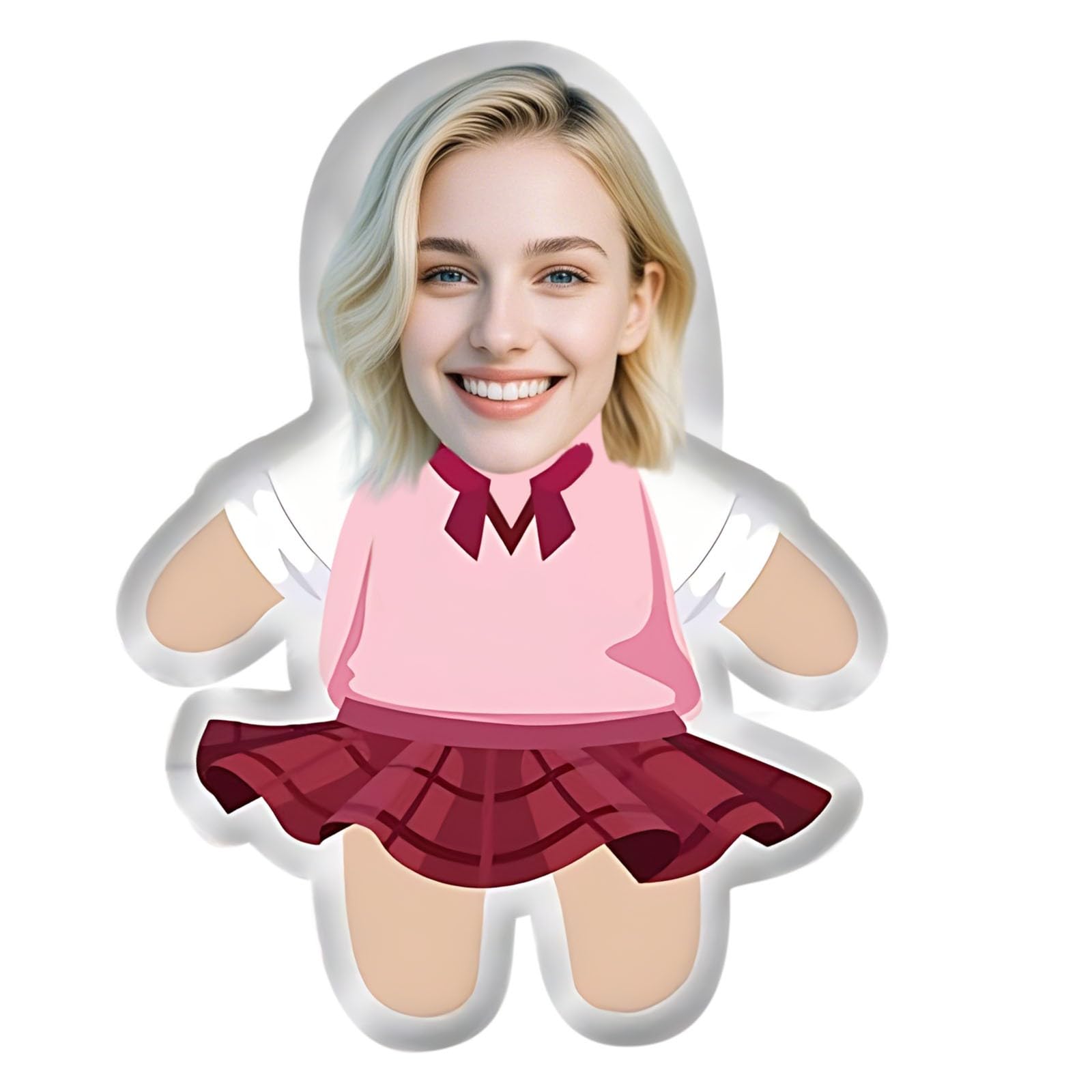 tsaChick Custom Face Pillow 3D Double-Sided Head Body Shaped Cushion with Your Own Face Picture Cute Personalised Photo Filling Funny Doll for Home Sofa Decor Funny Pillow Gift（20Cm/30Cm High）